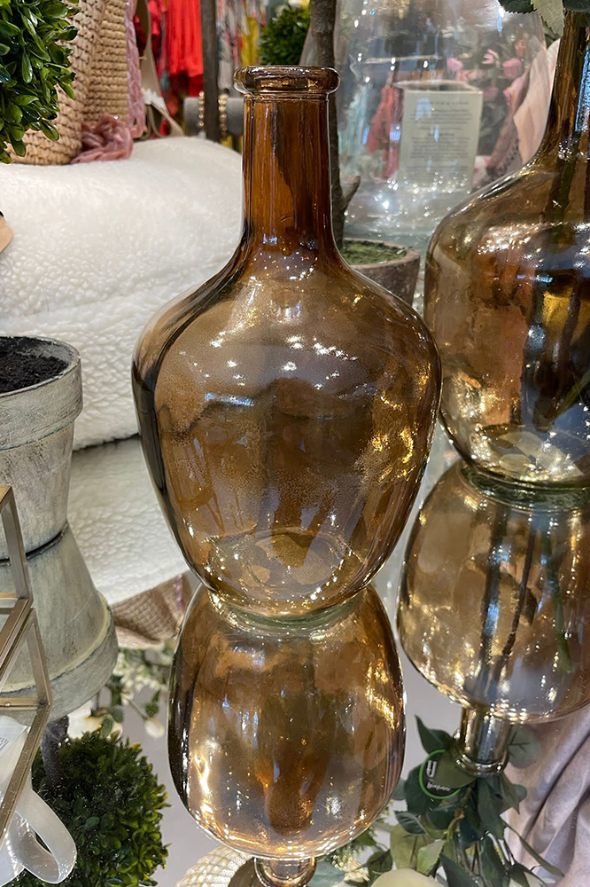 Dark Amber Rum Bottle Vase