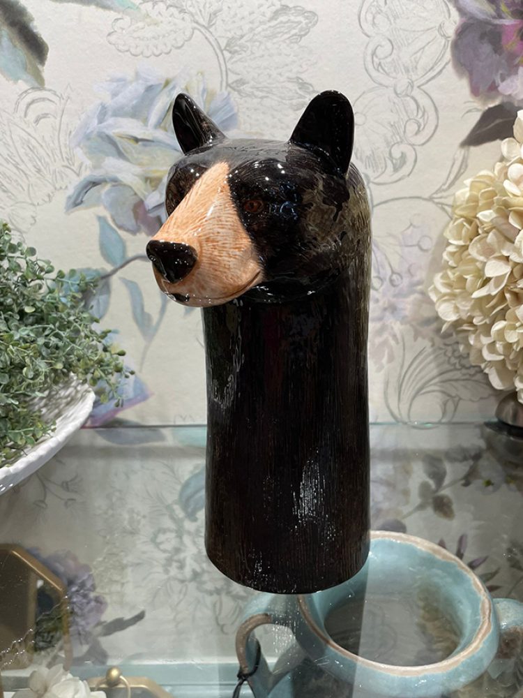 Large Black Bear Vase