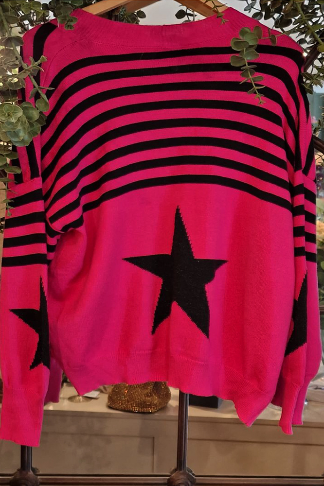 Cerise Pink Star Cardigan