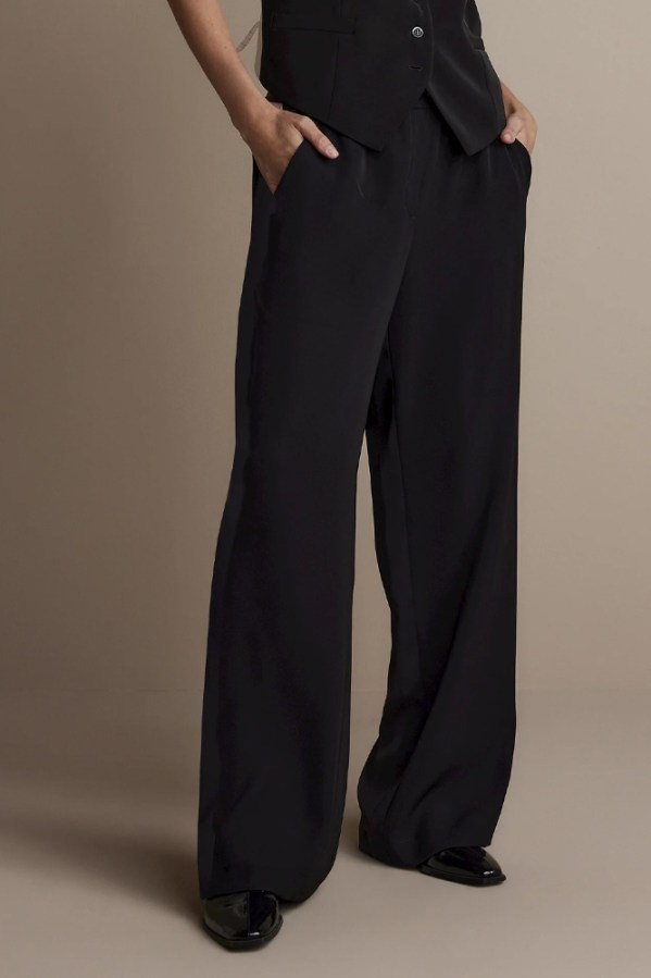 Black Relaxed Wide Leg Trousers