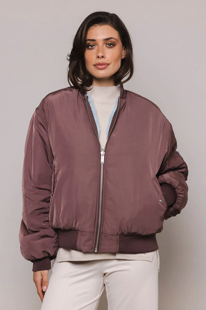 Reversible Bomber Jacket in Chocolate & Blue