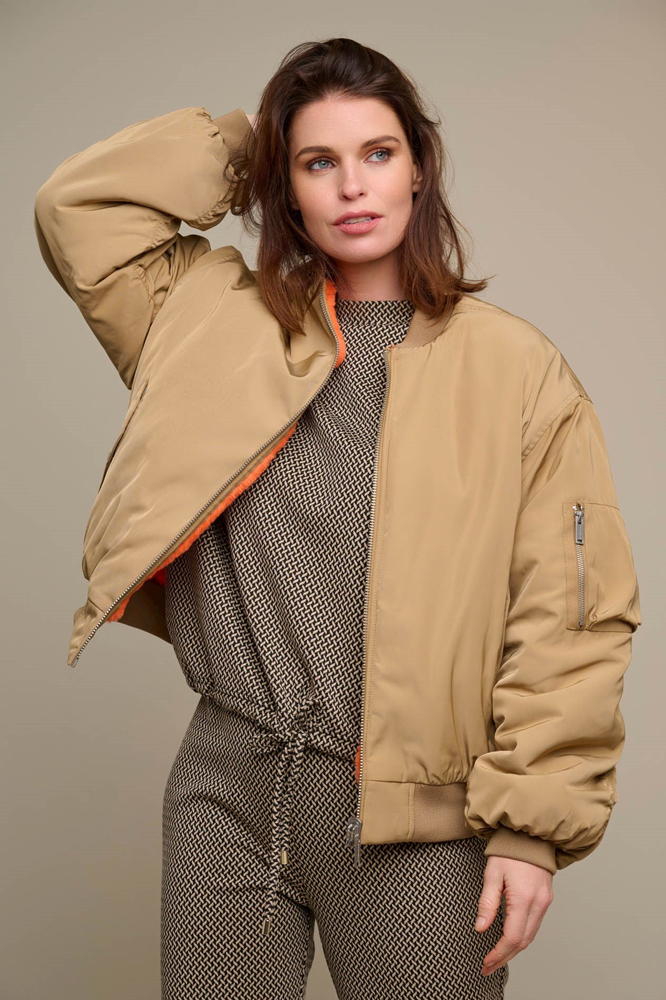 Reversible Bomber Jacket in Cookie & Fire